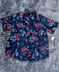 Women’s Floral Cotton Shirt Plus Size 18/20 -34/36 Navy Poppy blouse 567