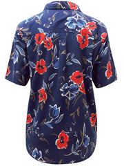 Women’s Floral Cotton Shirt Plus Size 18/20 -34/36 Navy Poppy blouse 567