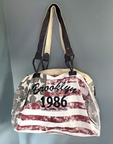 USA Bag Stars & Stripes Canvas Tote Flight Hold-all Vintage