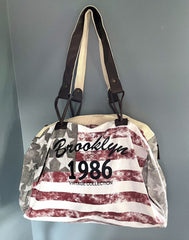 USA Bag Stars & Stripes Canvas Tote Flight Hold-all Vintage