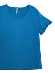 Pure Cotton Teal Top Plus Size 18/20 22/24 Ruffle trim stretch T-shirt 644