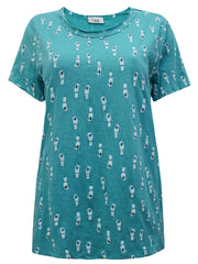 Pure Cotton Toucan Bird Top Plus Size 14/16 18/20 22/24 26/28 Teal T-shirt 648