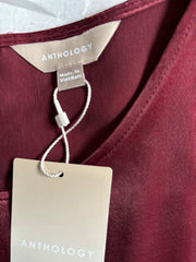 Burgundy Satin Blouse Plus Size 24, 26, 28, 30, 32 Plum Silk Evening Top 785