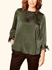 Satin Blouse Plus Size 28, 30, 32 Olive Green Silky Evening Top 30/32 New 784