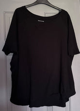 Women's Plain Black Cotton Jersey Top Plus Size 18/20 22/24 New curved hem 705