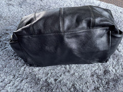 Womens Metal Stud Faux Black Leather Bag Ladies Large Handbag New Zip Quality