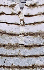 Women’s Henley Top Plus Size 18/20 22/24 26/28 White striped Summer T-shirt 448