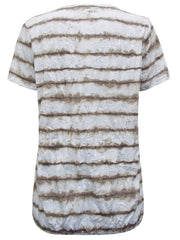 Women’s Henley Top Plus Size 18/20 22/24 26/28 White striped Summer T-shirt 448