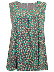 Womens Abstract Print Sleeveless A line Top Size 14/16, 18/20, 22, 24, 26, 642