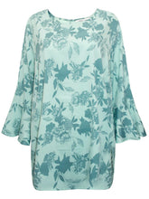 Women's Turquoise Green Floral Blouse Size 16 18 30 Tunic Summer Top 487