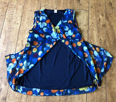 Navy Spotted Sleeveless Blouse Plus Size 18-24 Twin layer Chiffon Top (416)