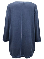 Women’s Navy Blue Pure Cotton Top Plus Size 16/18 20/22 24/26 Jersey Sequin 631