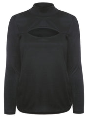 Women's Black Ribbed Top Plus Size 26/28 Ladies peek jersey shirt New 665