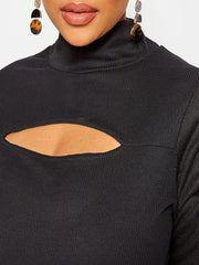 Women's Black Ribbed Top Plus Size 26/28 Ladies peek jersey shirt New 665