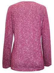 Pink Speckled Jersey Henley Top Plus Size 22/24 26/28 30/32 Roll tab sleeve 725