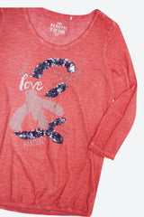 Pure Cotton Sequin Embellished Coral Top Size 14/16, 18/20, 22 Diamanté Stud 401
