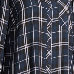 Womens Navy Checked shirt plus size 16 18/20 22/24 26/28 30/32 Plaid Blouse 629