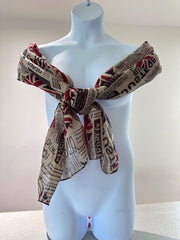 Vintage Union Jack Oversized Scarf London Bus Cowl Newspaper Print British Shawl