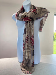 Vintage Union Jack Oversized Scarf London Bus Cowl Newspaper Print British Shawl