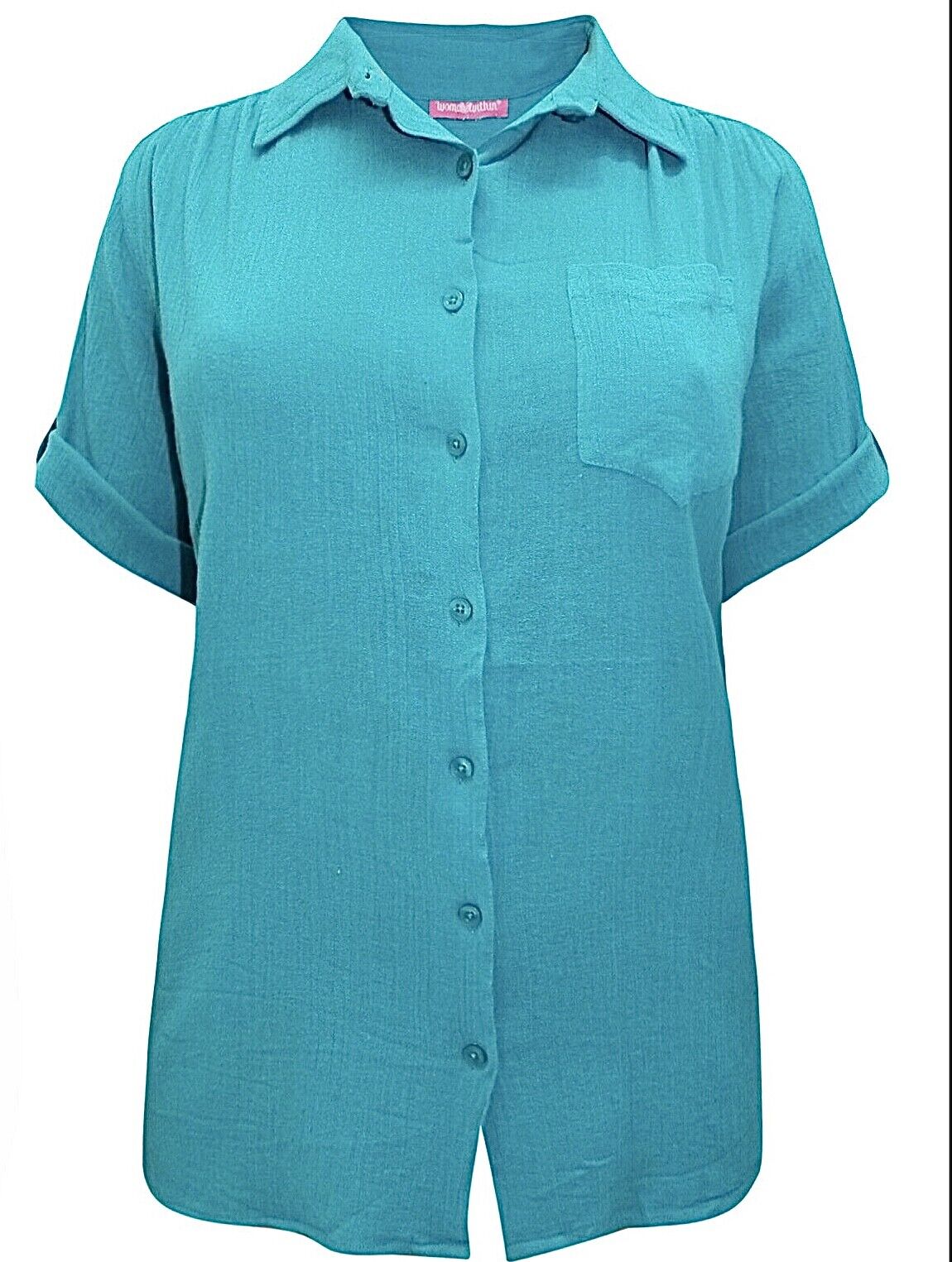 Woman Within blouse plus size 30/32 crinkle cotton shirt 34/36 New 566