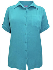 Woman Within blouse plus size 30/32 crinkle cotton shirt 34/36 New 566