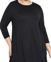 Women's Black Swing Top Plus Size 16-32 Ladies long black jersey tunic 541