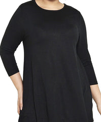 Women's Black Swing Top Plus Size 16-32 Ladies long black jersey tunic 541