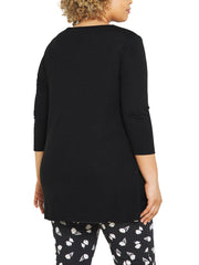 Women's Black Swing Top Plus Size 16-32 Ladies long black jersey tunic 541