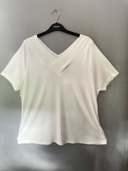 Ladies Ivory Top V-Neck Ribbed Jersey Plus Size 14/16 16/18 20/22 24/26 28 663