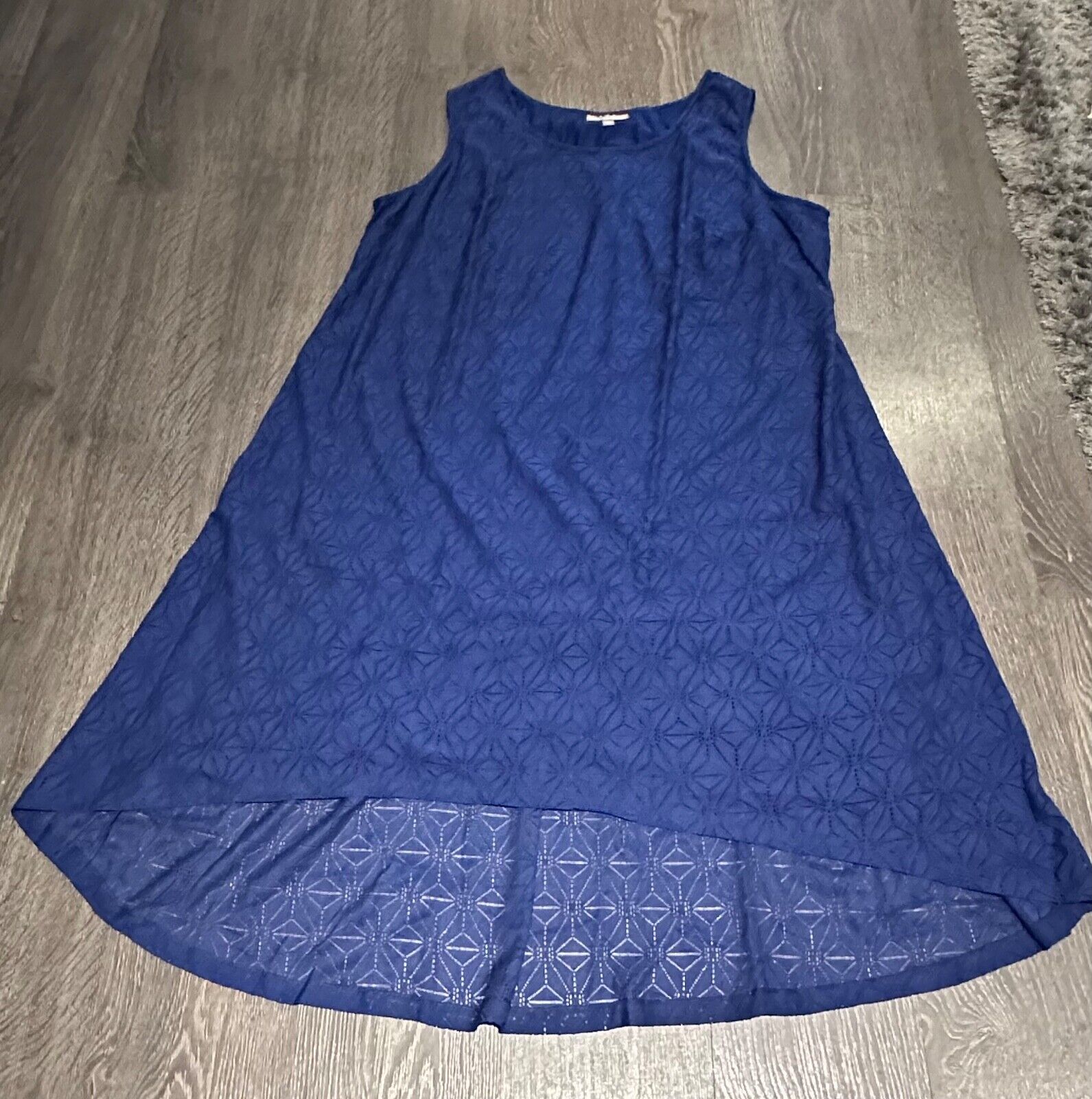 Navy Blue Occasion Dress Plus Size 26/28 Sleeveless lined Lace overlay 691