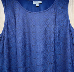 Navy Blue Occasion Dress Plus Size 26/28 Sleeveless lined Lace overlay 691
