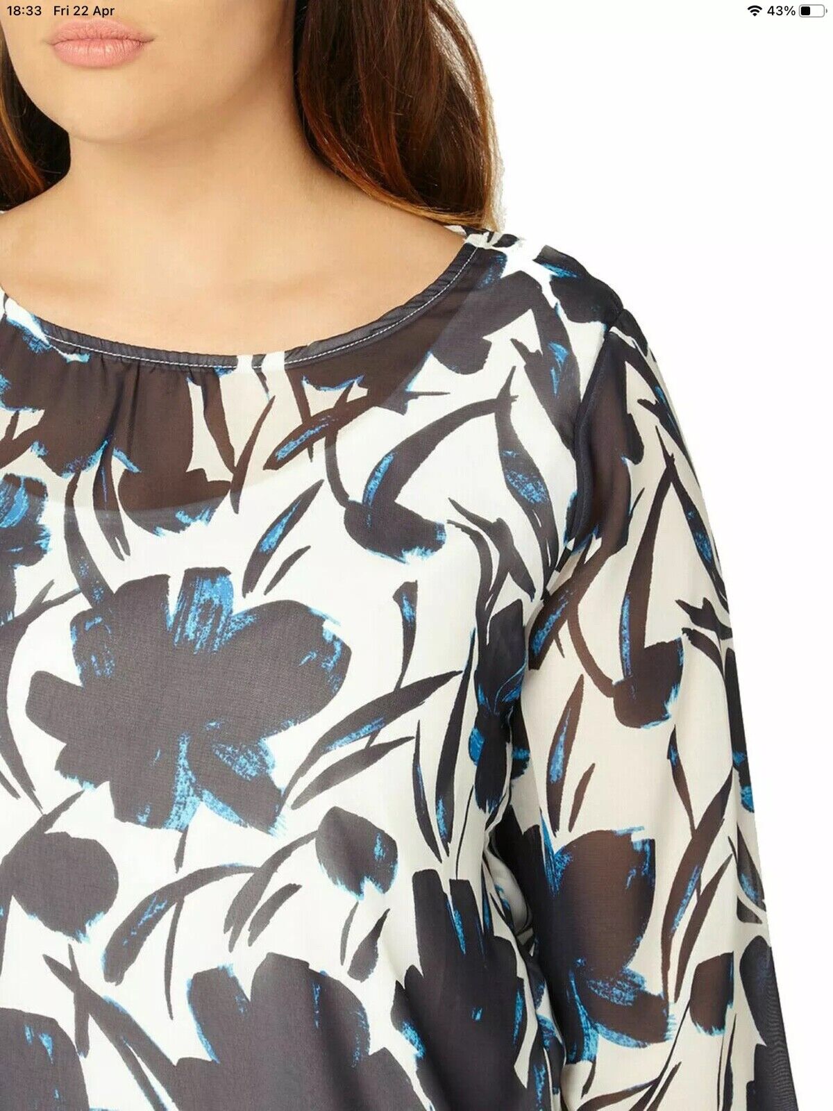 Womens floral chiffon top Plus size 16 18 20 22 24 26 Sheer Blouse 331 BARGAIN
