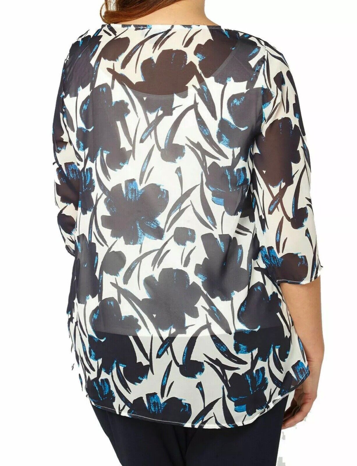 Womens floral chiffon top Plus size 16 18 20 22 24 26 Sheer Blouse 331 BARGAIN