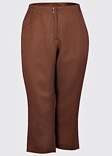 3/4 length Linen Crop Trousers Plus Size 18, 20, 22, 24, 26, 28, Summer 443