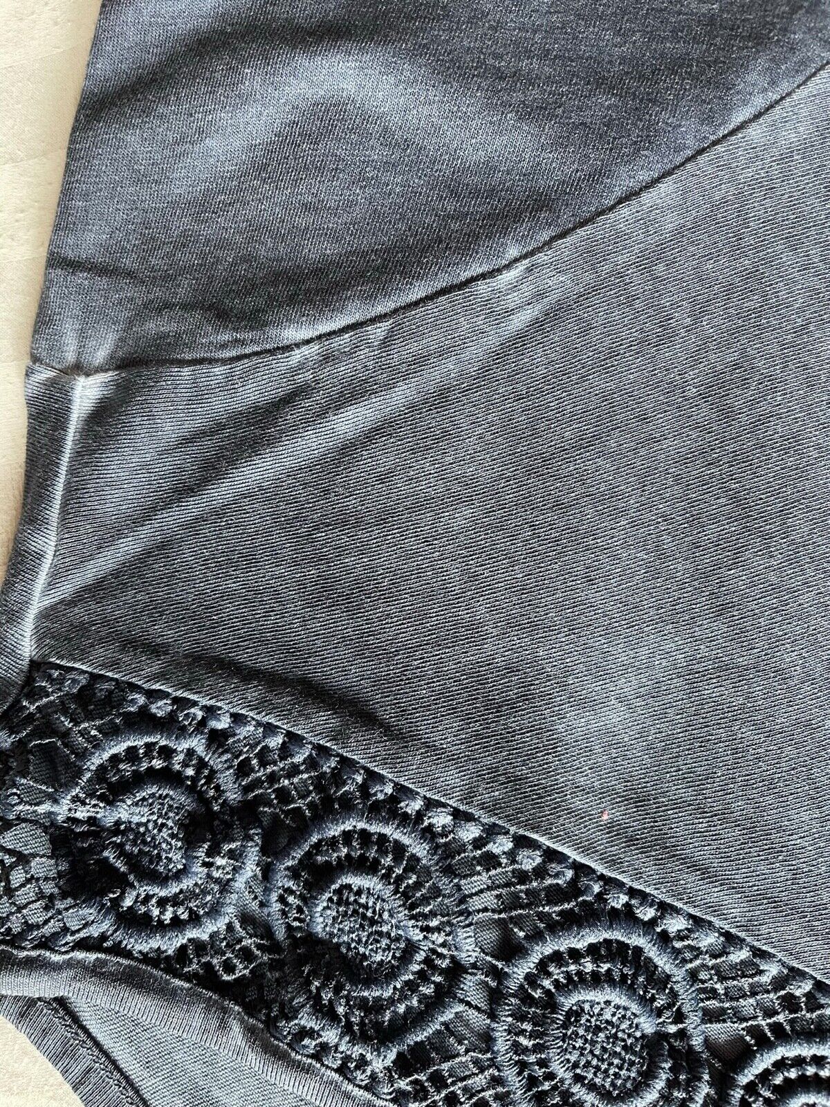 Navy Blue V Neck Lace Top Plus Size 18/20 24 26 34/36 38 Jersey Denim Blouse 594