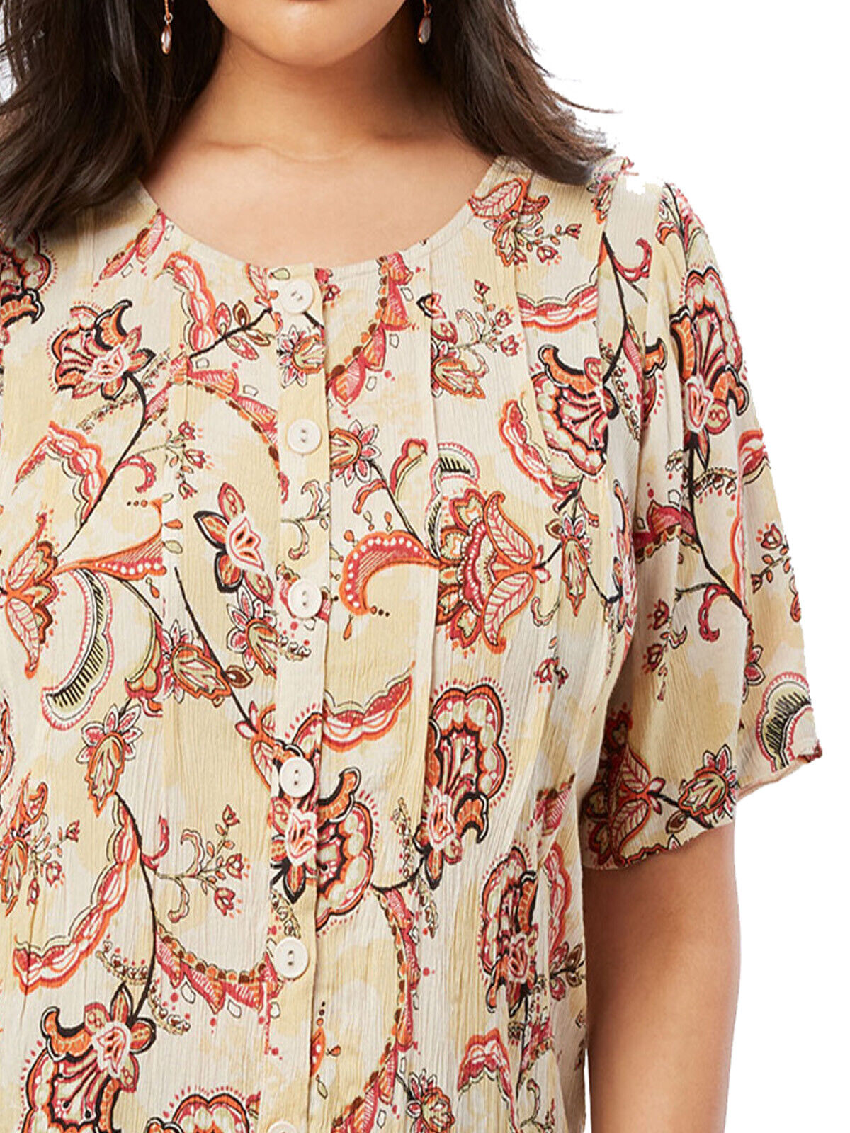 Roamans longline floral crinkle shirt Plus size 18-38 Paisley print blouse 523