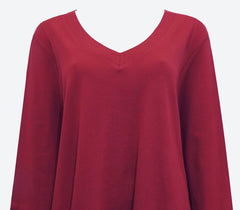 Womens Pure Cotton Top Red Jersey V neck Top Size 14/16 18/20 22/24 30/32  613