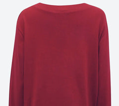 Womens Pure Cotton Top Red Jersey V neck Top Size 14/16 18/20 22/24 30/32  613