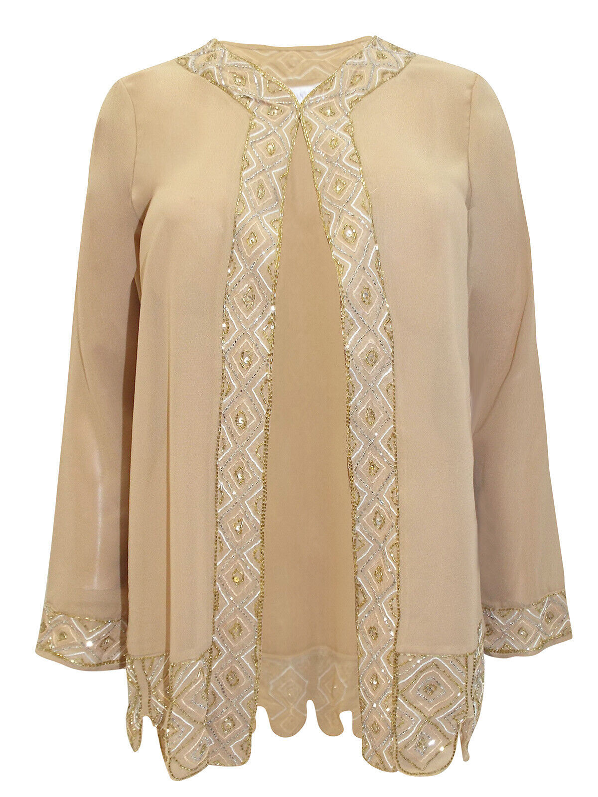 Women’s Occasion Skirt Suit embellished jacket plus size 20 22 24 Gold  530