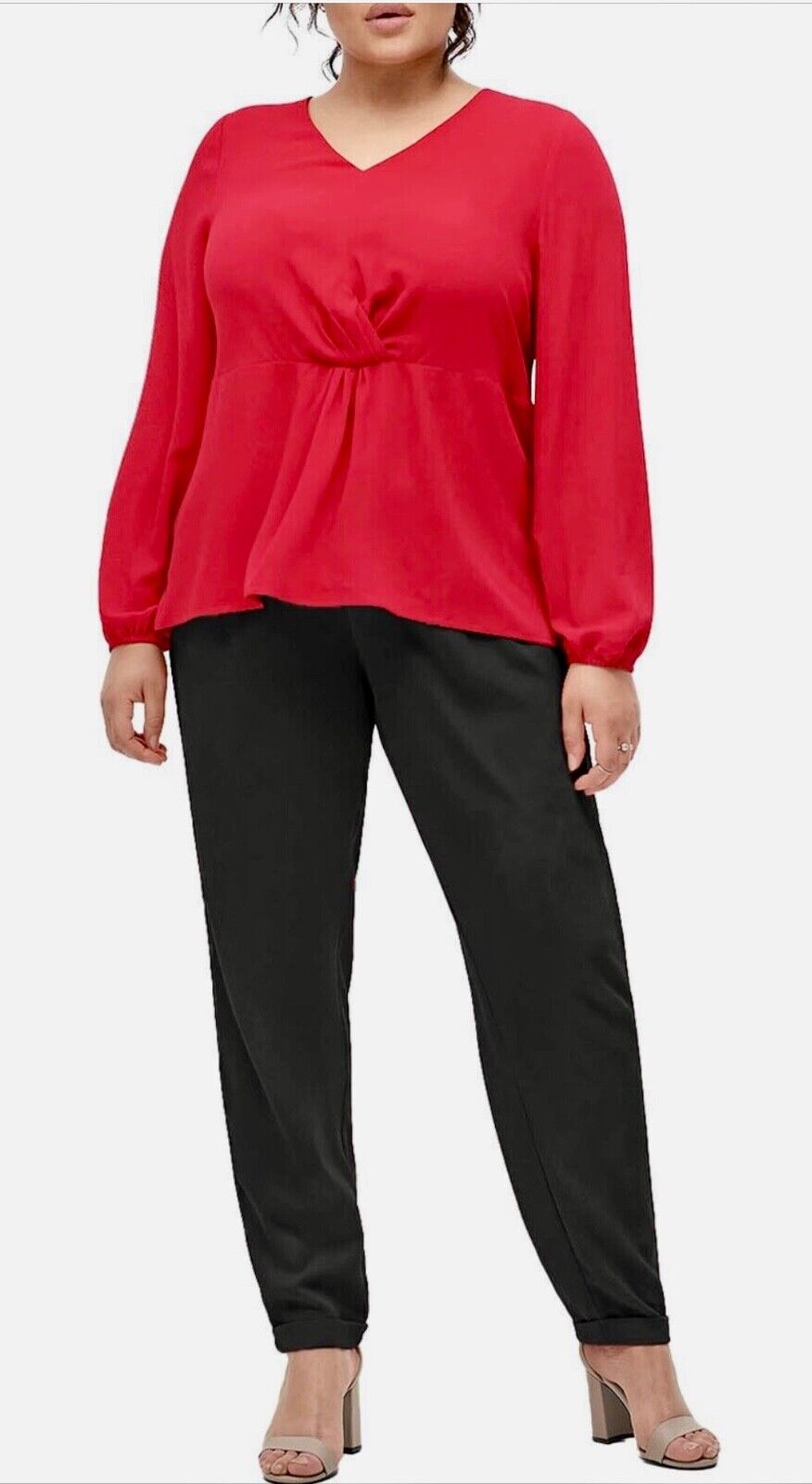 Red Crepe Knot Blouse Plus Size 22 24 28 30 32 34 Womens Shirt Top 757