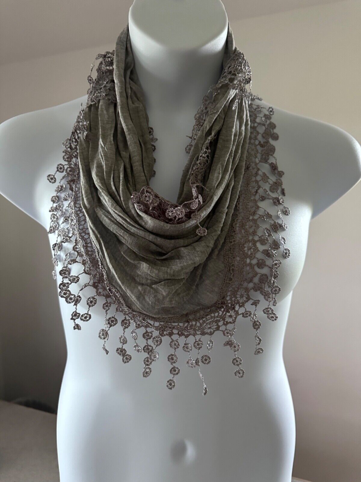 Ladies Summer Lace Scarf lightweight Blue, Grey, Silver, Embroidered Wedding