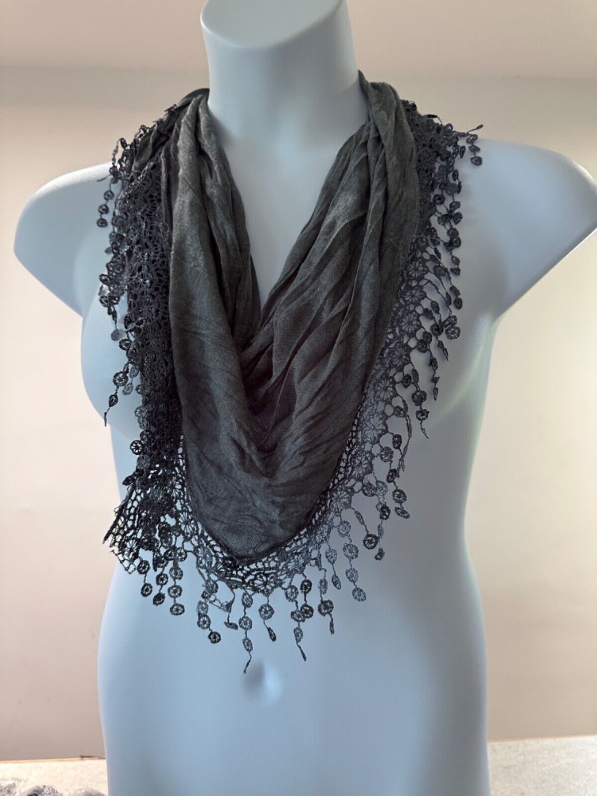 Ladies Summer Lace Scarf lightweight Blue, Grey, Silver, Embroidered Wedding