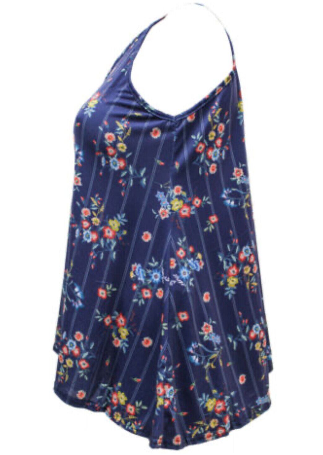 Navy Floral Strappy Cami Top Size 16 18 20 22/24 26/28 30/32 New Jersey Swing
