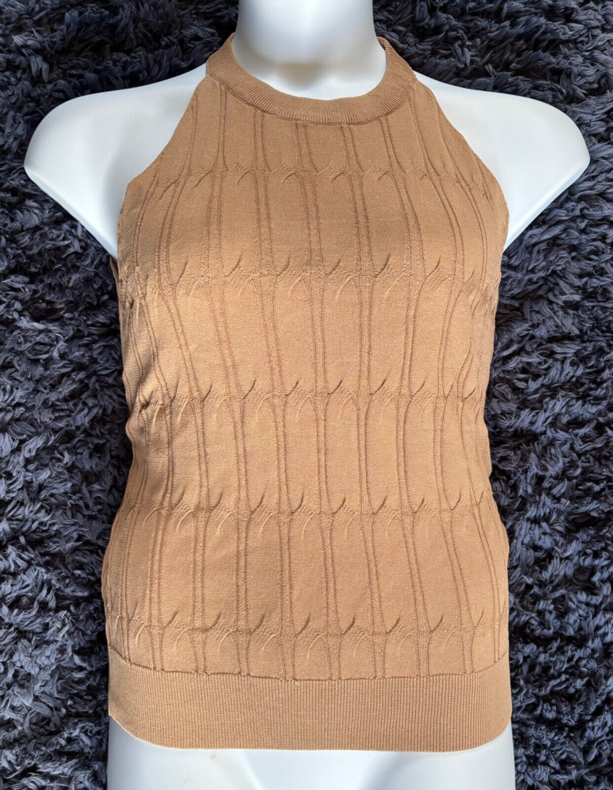 High Neck Sleeveless Top Size 14/16 18/20 22/24 Nude Vest Caramel Tank Shirt 805