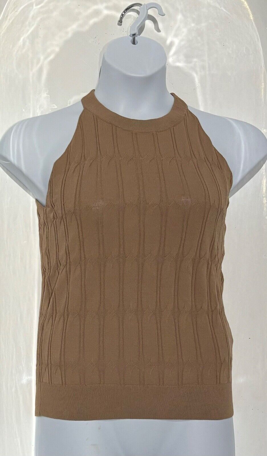 High Neck Sleeveless Top Size 14/16 18/20 22/24 Nude Vest Caramel Tank Shirt 805