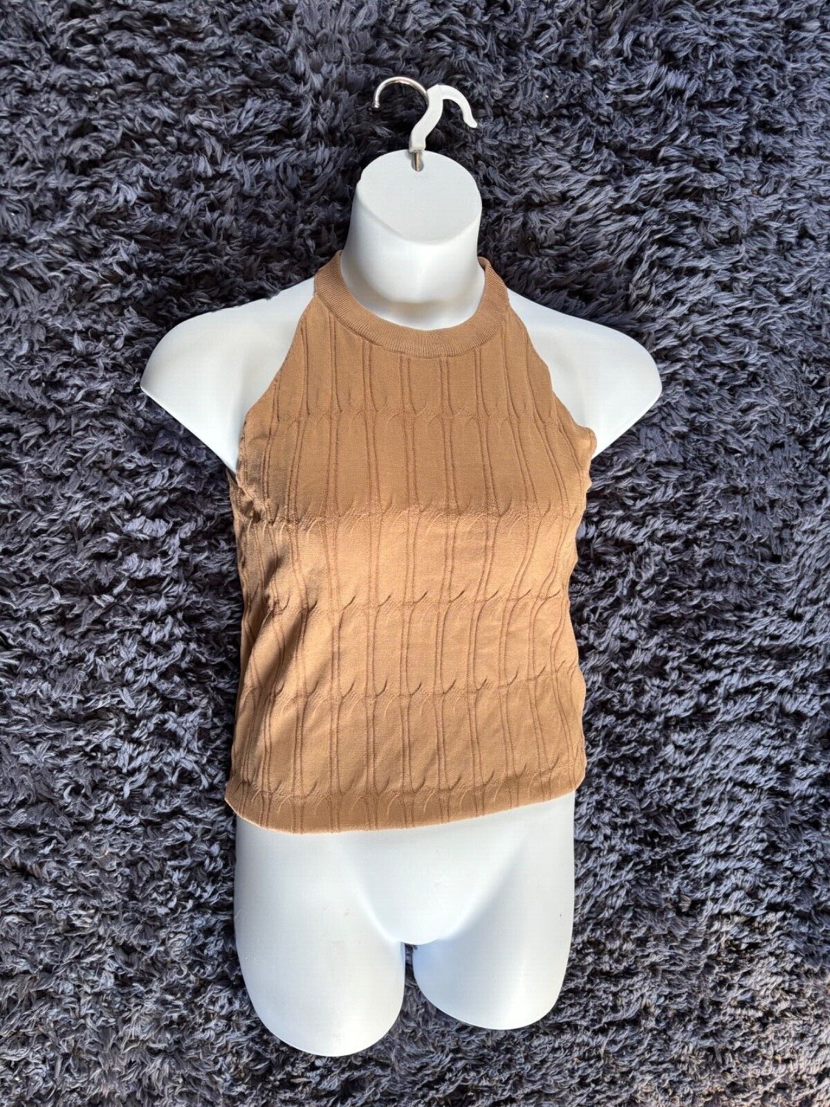 High Neck Sleeveless Top Size 14/16 18/20 22/24 Nude Vest Caramel Tank Shirt 805