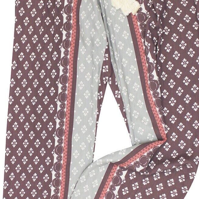 Multicoloured Pull On Printed Trousers Size 14, 16, 18/20 Pink Grey  723