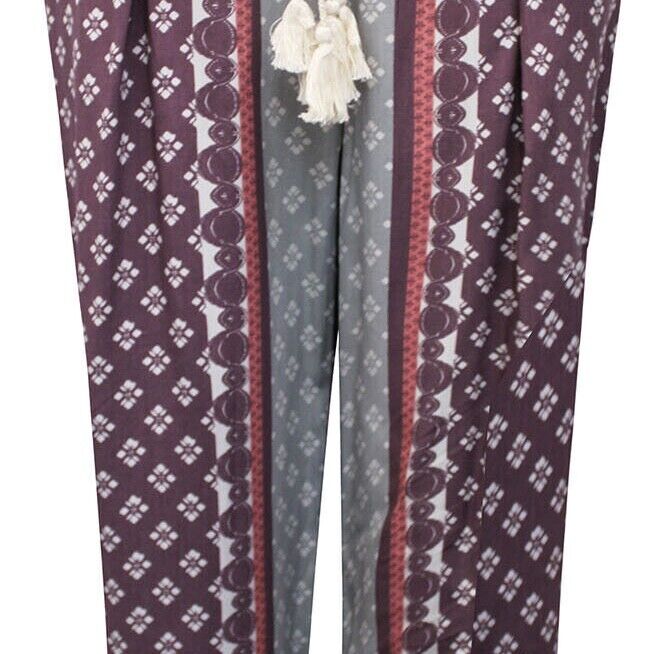 Multicoloured Pull On Printed Trousers Size 14, 16, 18/20 Pink Grey  723