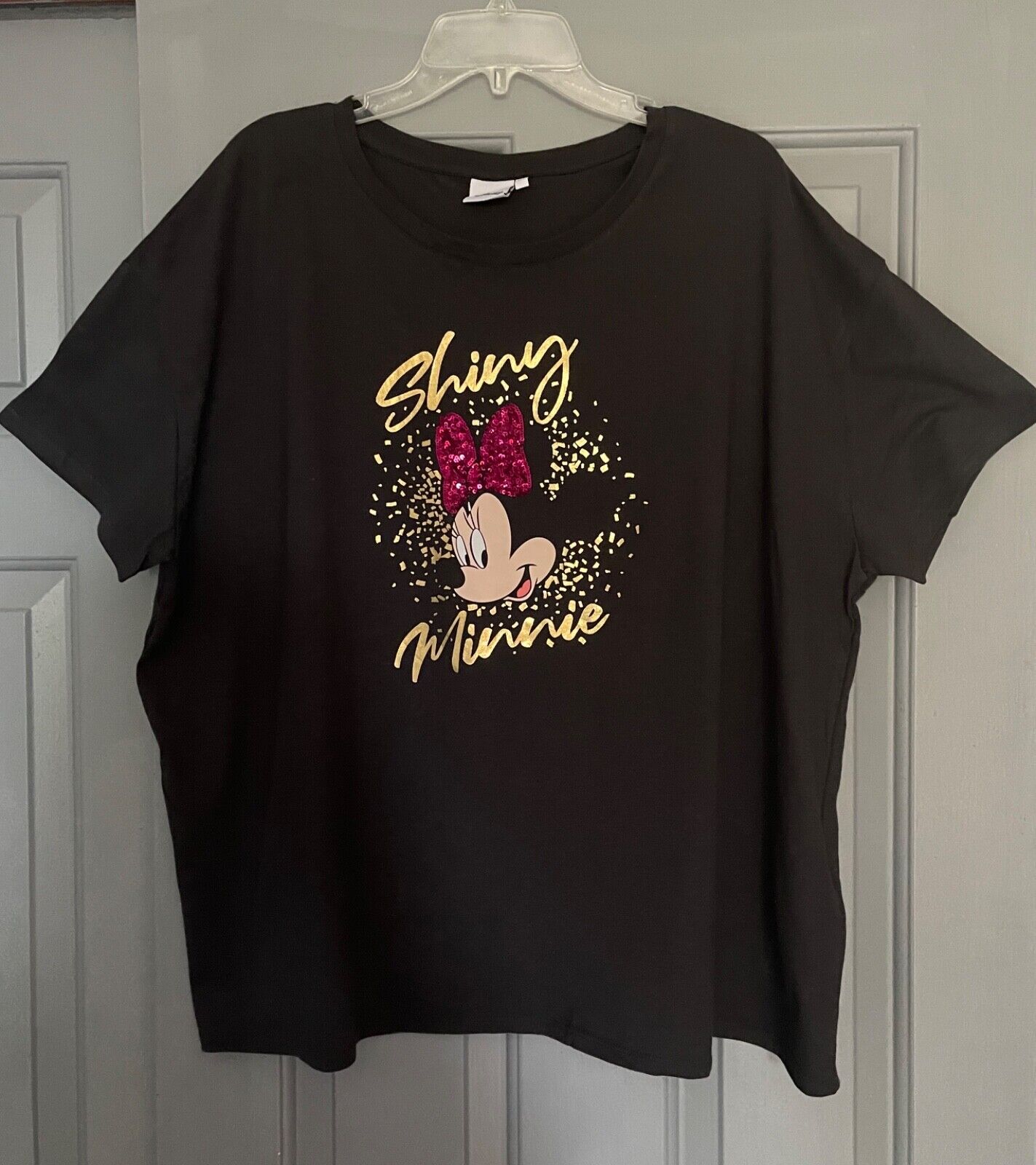 Minnie Mouse Top Plus Size 20 22/24 26/28 30/32 Black Disney sequin T-shirt 604