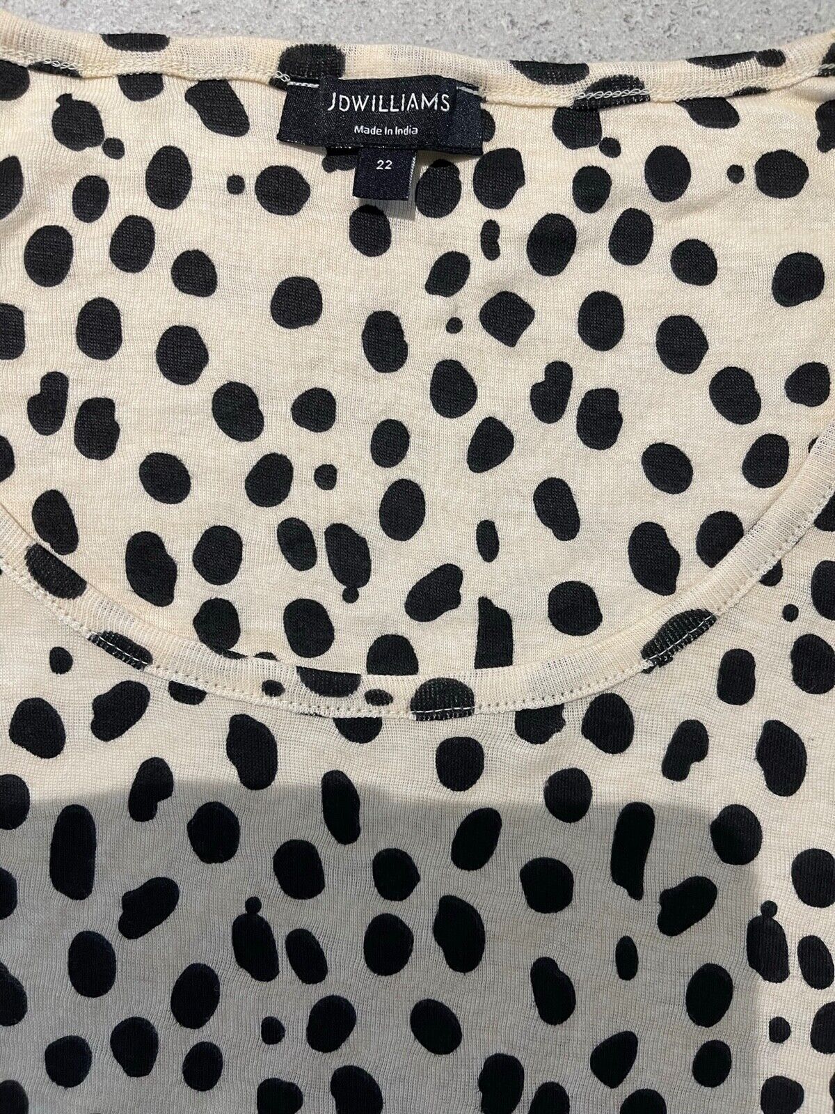 Dalmatian Print Cream Dot Tunic Plus Size 18-32 Jersey Pure Cotton Long Top 558